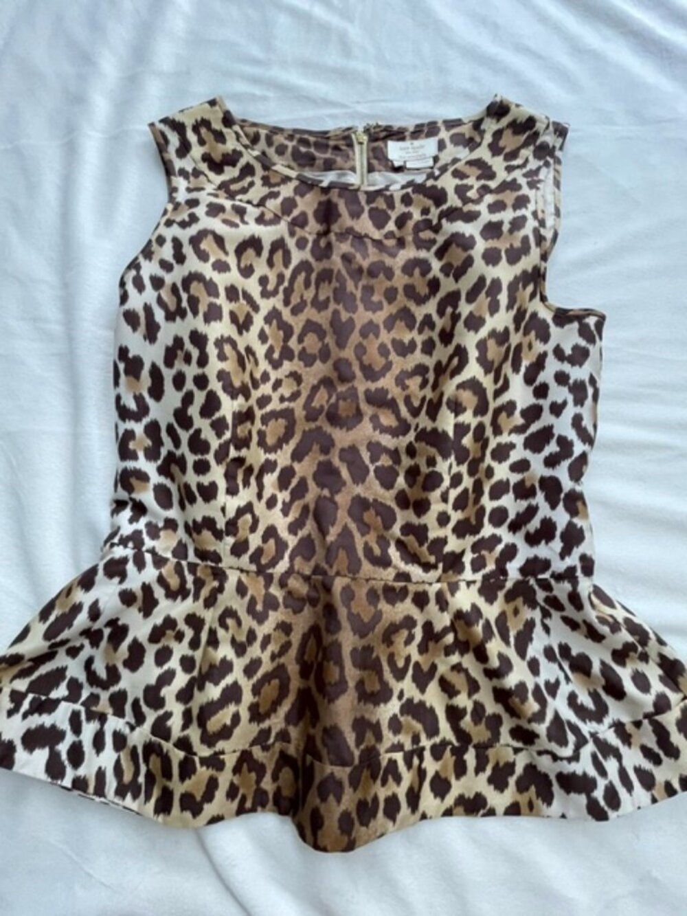 Kate Spade Women's New York Leopard Print Peplum Tops, Brown, Size 4
